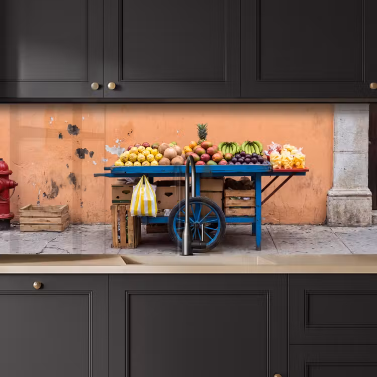 Keuken achterwand - Fruit - Kar - Straat - Fruit - Kar - Straat keuken achterwand 2 middel