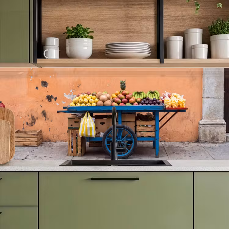 Keuken achterwand - Fruit - Kar - Straat - Fruit - Kar - Straat keuken achterwand 2 middel