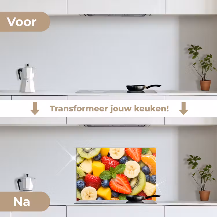 Fruit - Plakjes - Eten - Kleurrijk keuken achterwand spatscherm klein -voor_na_NL
