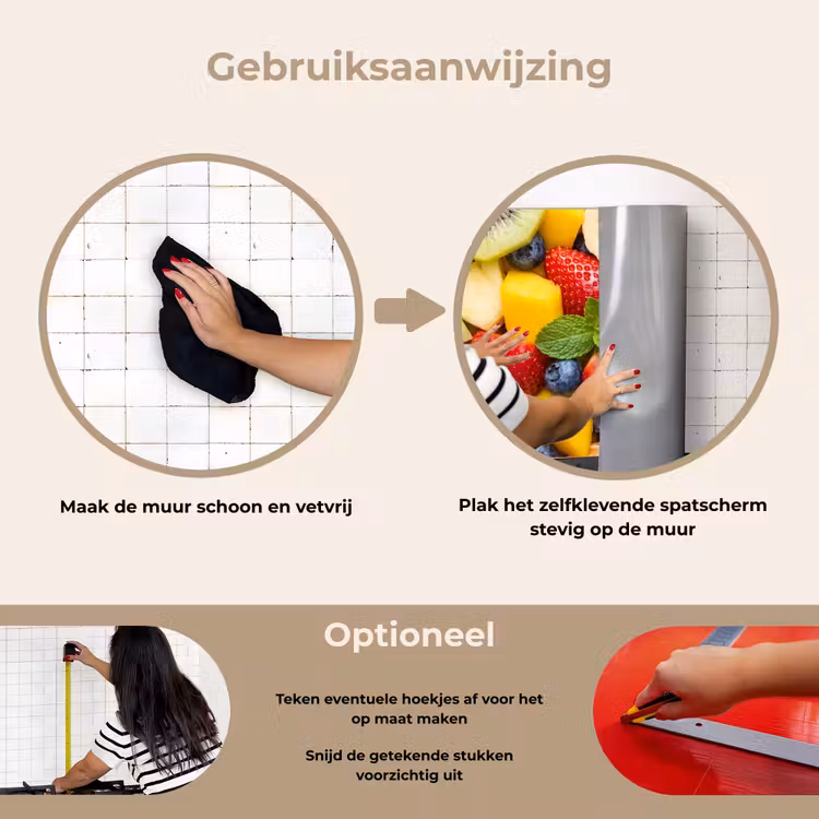Fruit - Plakjes - Eten - Kleurrijk keuken achterwand spatscherm klein -gebruiksaanwijzing_NL