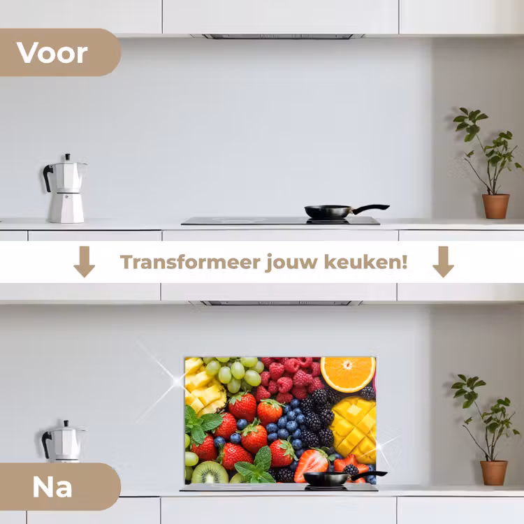 Fruit - Vers - Kleurrijk - Eten keuken achterwand spatscherm klein -voor_na_NL