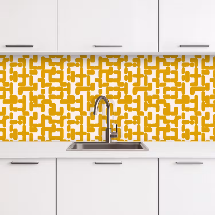 Geel - Beige - Patroon keuken achterwand 2 middel 871 -3d