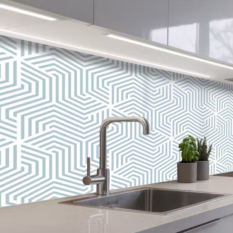 Geometrie - Lijn - Groen - Patroon keuken achterwand 2 middel 871 -3d_schuin