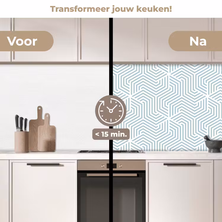 Geometrie - Lijn - Groen - Patroon keuken achterwand 2 middel 871 -voor-na2_NL