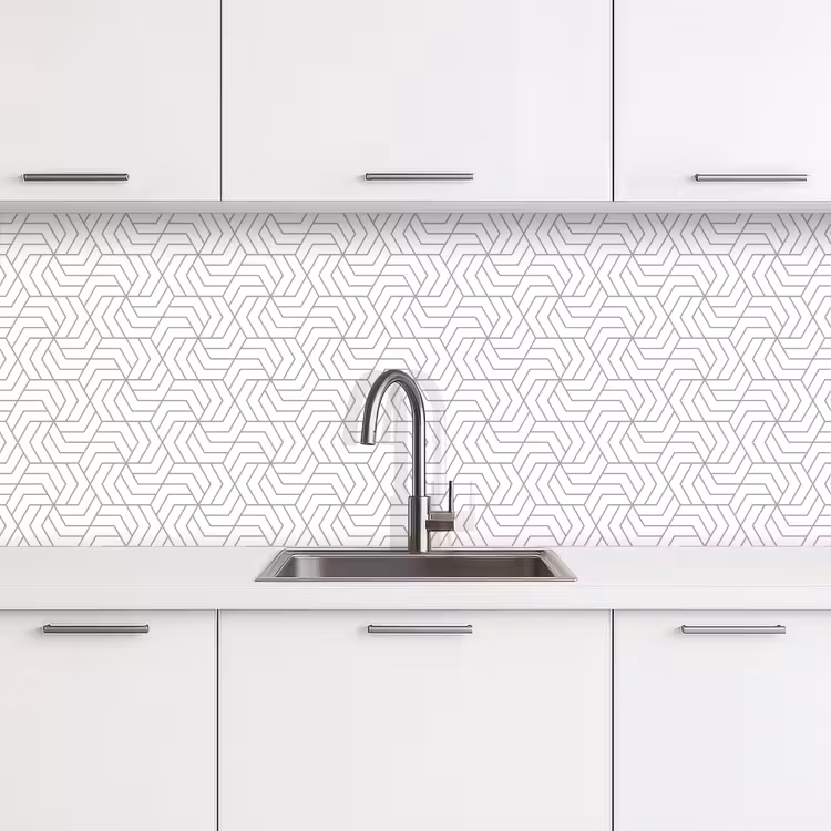 Geometrie - Lijn - Zwart - Wit - Patroon keuken achterwand 2 middel 871 -3d
