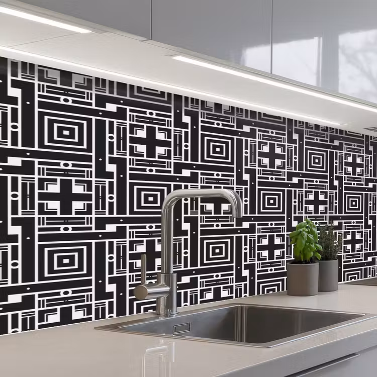 Geometrie - Patroon - Zwart keuken achterwand 2 middel 871 -3d_schuin