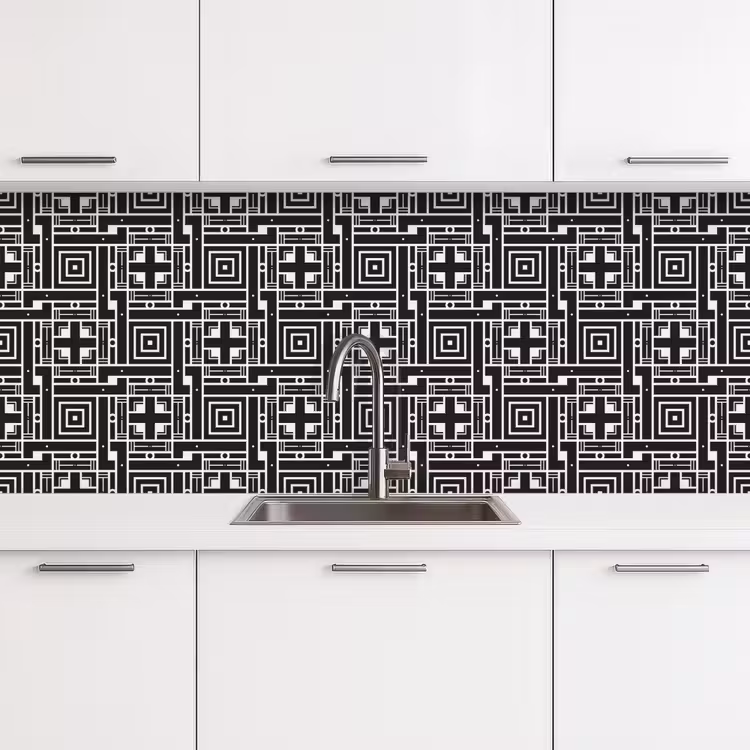 Geometrie - Patroon - Zwart keuken achterwand 2 middel 871 -3d