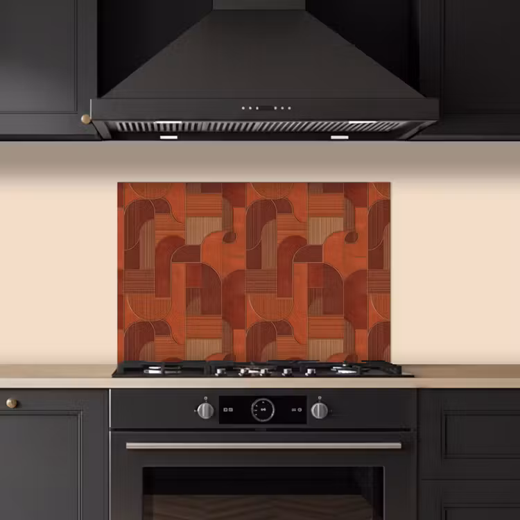 Geometrisch - Abstract - Textuur - Bruin keuken achterwand spatscherm klein 900 -sfeer1