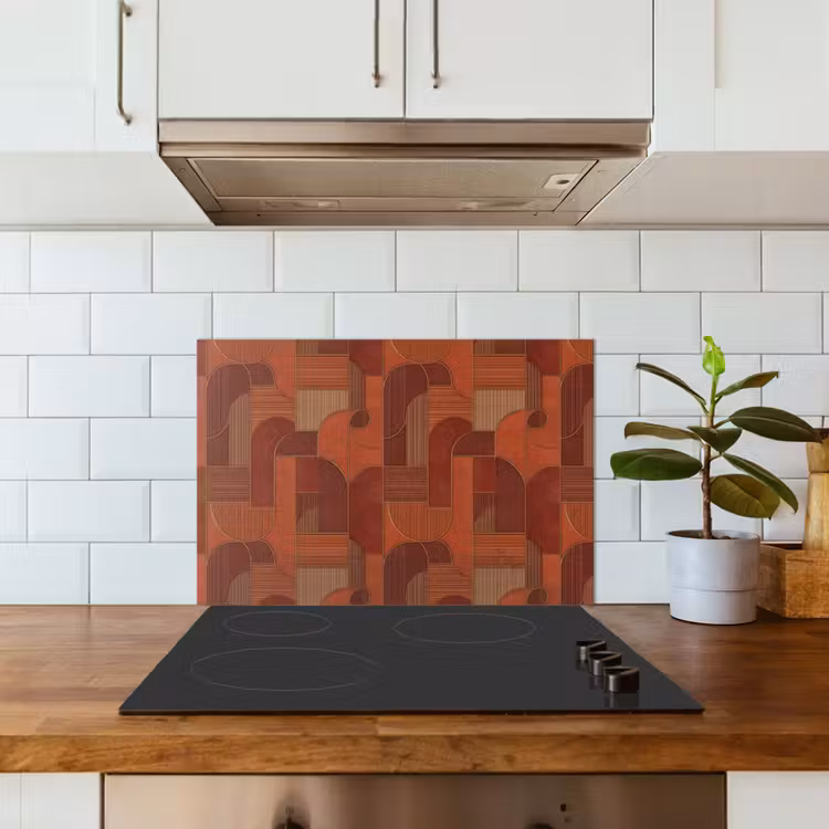 Geometrisch - Abstract - Textuur - Bruin keuken achterwand spatscherm klein 900 -sfeer2