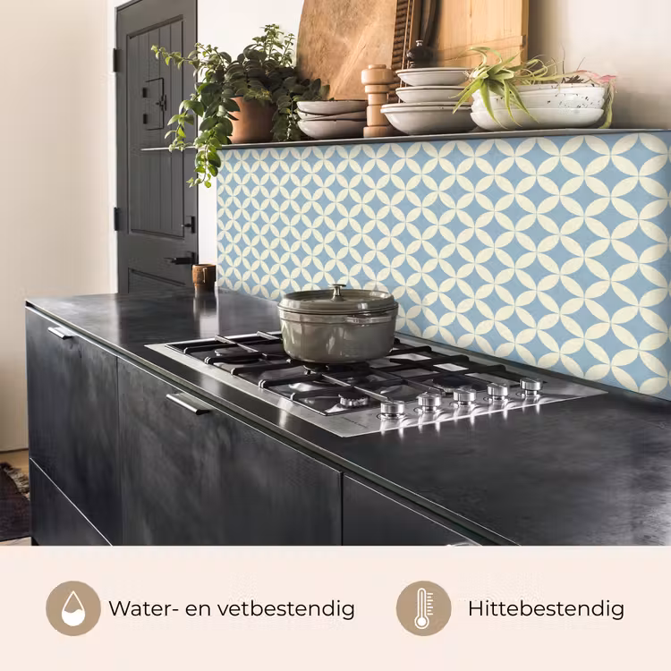 Geometrisch - Bloem - Motief - Blauw keuken achterwand 2 middel 871 -usp_NL