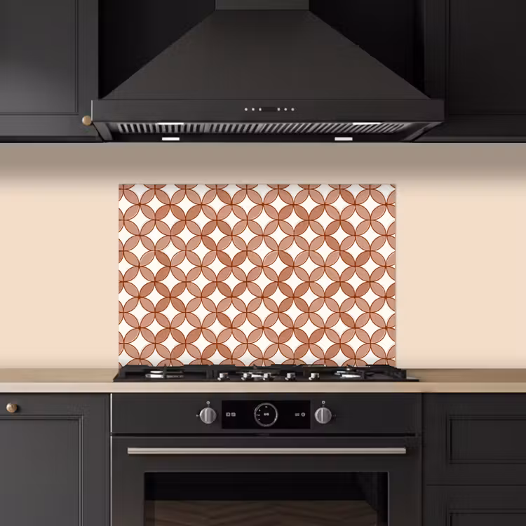 Geometrisch - Cirkels - Modern - Terracotta keuken achterwand spatscherm klein 900 -sfeer1