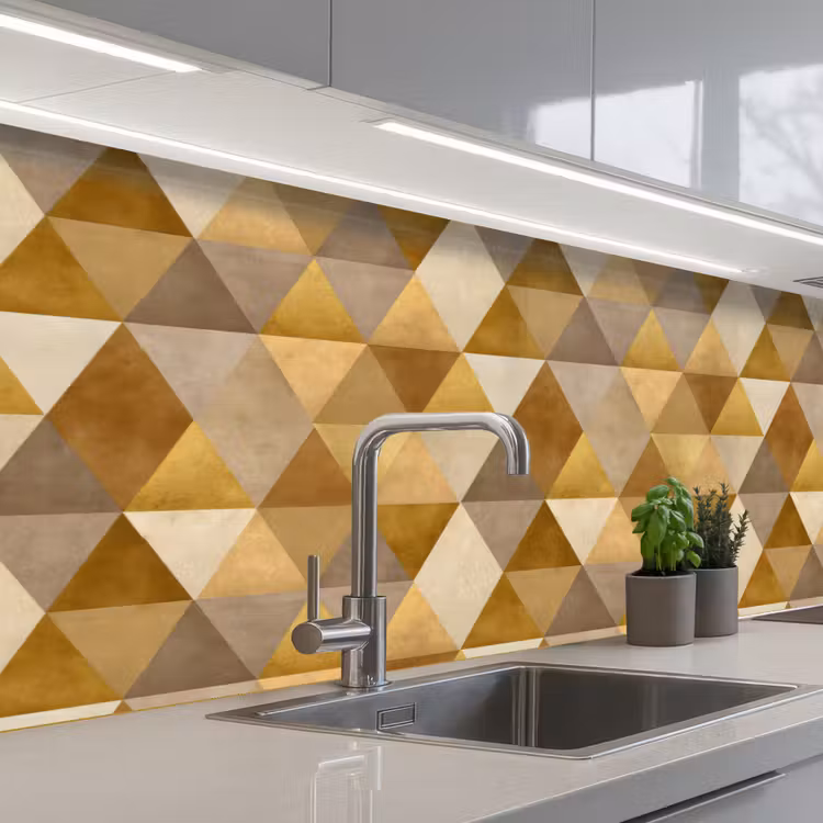 Geometrisch - Driehoek - Goud keuken achterwand 2 middel 871 -3d_schuin
