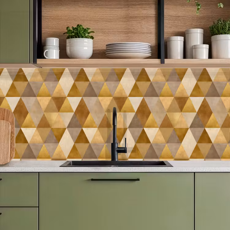 Geometrisch - Driehoek - Goud keuken achterwand 2 middel 871 -sfeer3