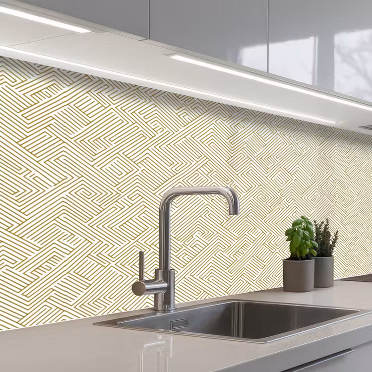 Geometrisch - Lijnen - Groen keuken achterwand 2 middel 871 -3d_schuin