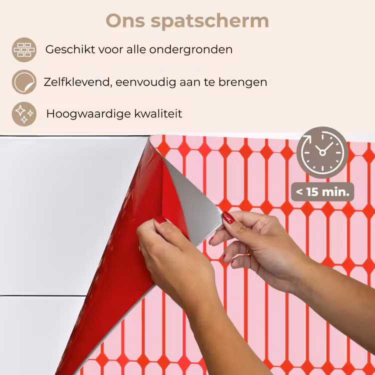 Geometrisch - Minimalistisch - Rood - Roze keuken achterwand spatscherm klein 900 -spatscherm_NL