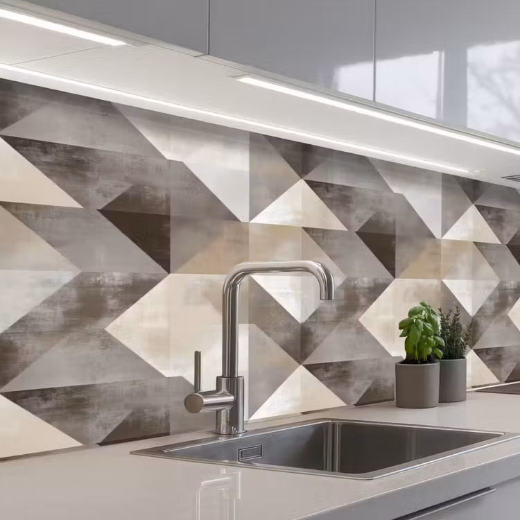 Geometrisch - Motief - Aardetinten keuken achterwand 2 middel 871 -3d_schuin