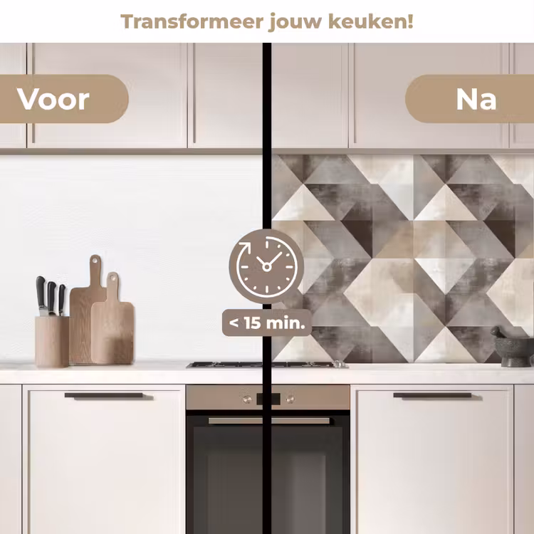 Geometrisch - Motief - Aardetinten keuken achterwand 2 middel 871 -voor-na2_NL