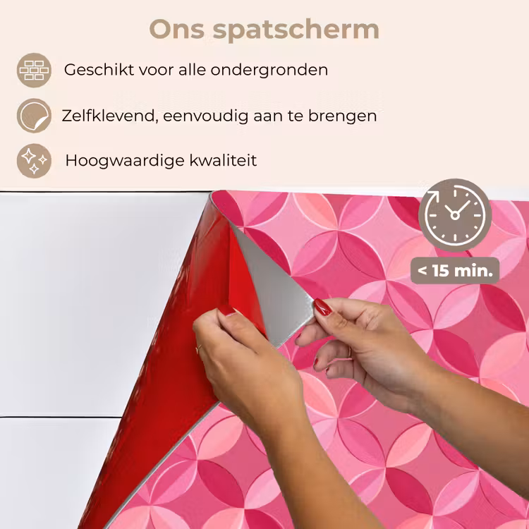Geometrisch - Mozaïek - Modern - Roze keuken achterwand spatscherm klein 900 -spatscherm_NL