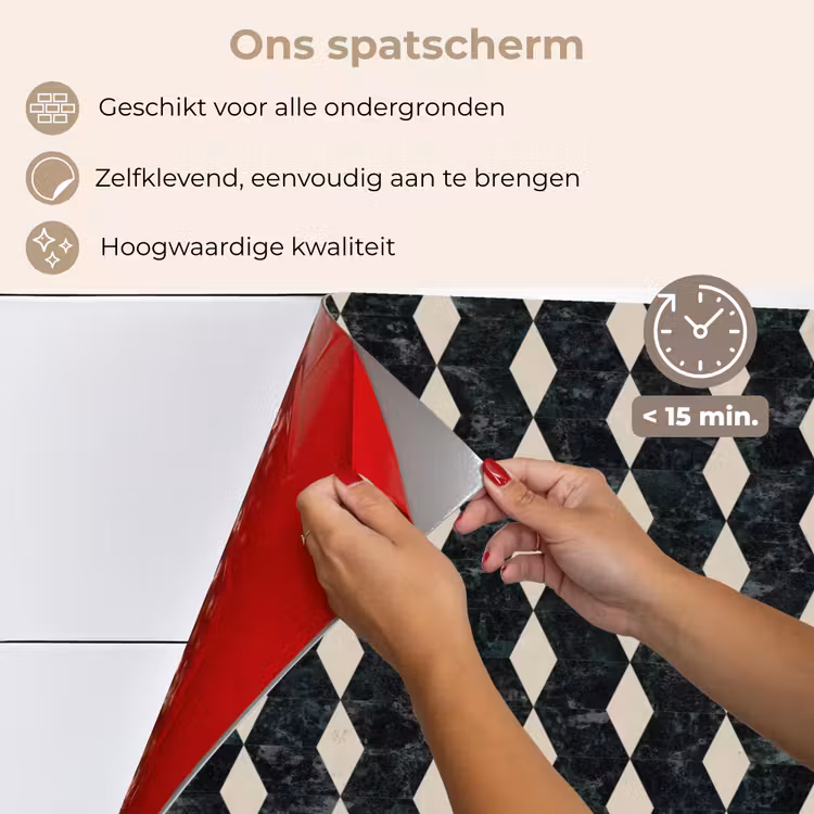 Geometrisch - Patroon - Marmer - Groen keuken achterwand spatscherm klein 900 -spatscherm_NL
