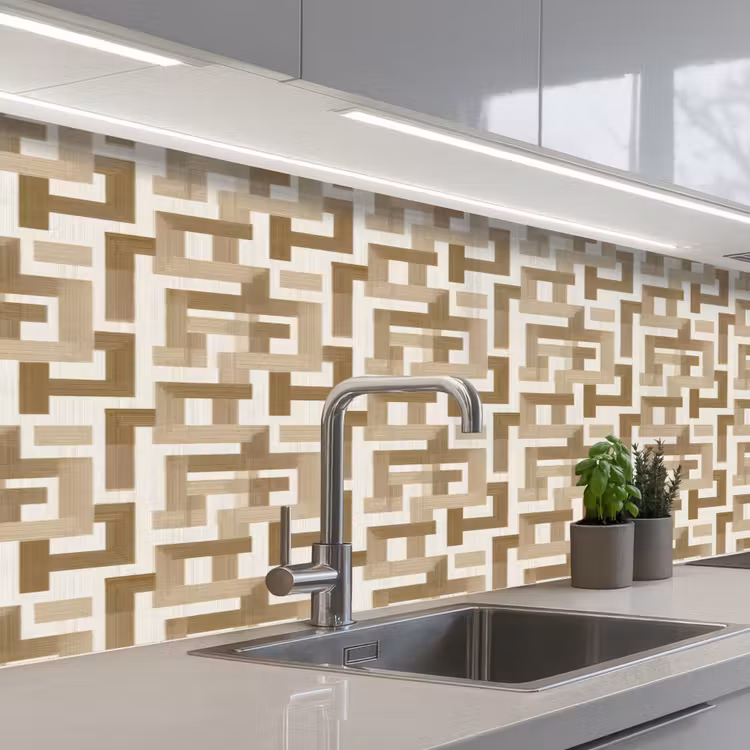 Geometrisch - Retro - Bruin keuken achterwand 2 middel 871 -3d_schuin