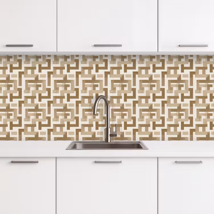 Geometrisch - Retro - Bruin keuken achterwand 2 middel 871 -3d