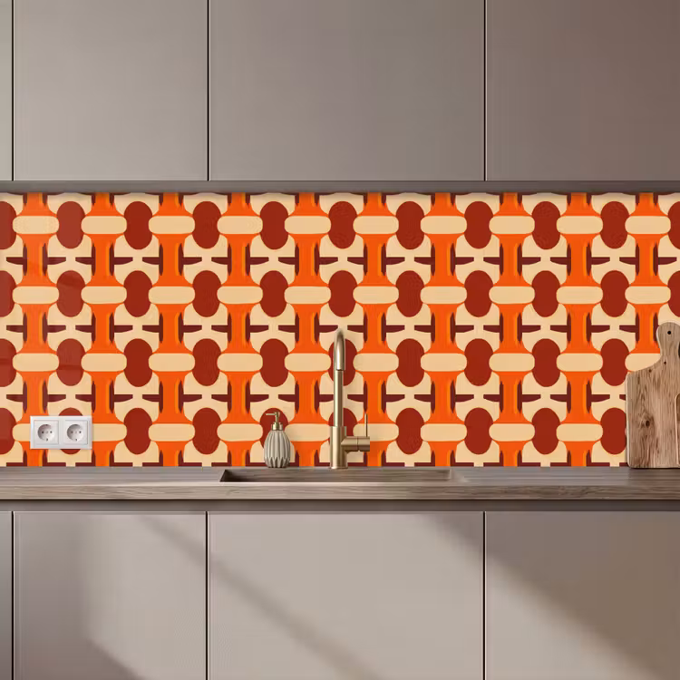 Geometrisch - Retro - Oranje keuken achterwand 2 middel 871 zz_3dshopping