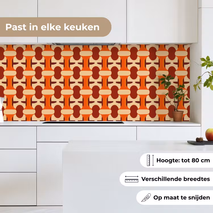 Geometrisch - Retro - Oranje keuken achterwand 2 middel 871 -sfeer4_NL