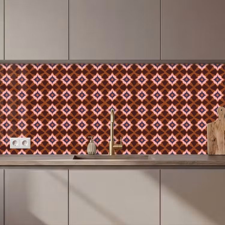 Geometrisch - Sierlijk - Bruin keuken achterwand 2 middel 871 zz_3dshopping