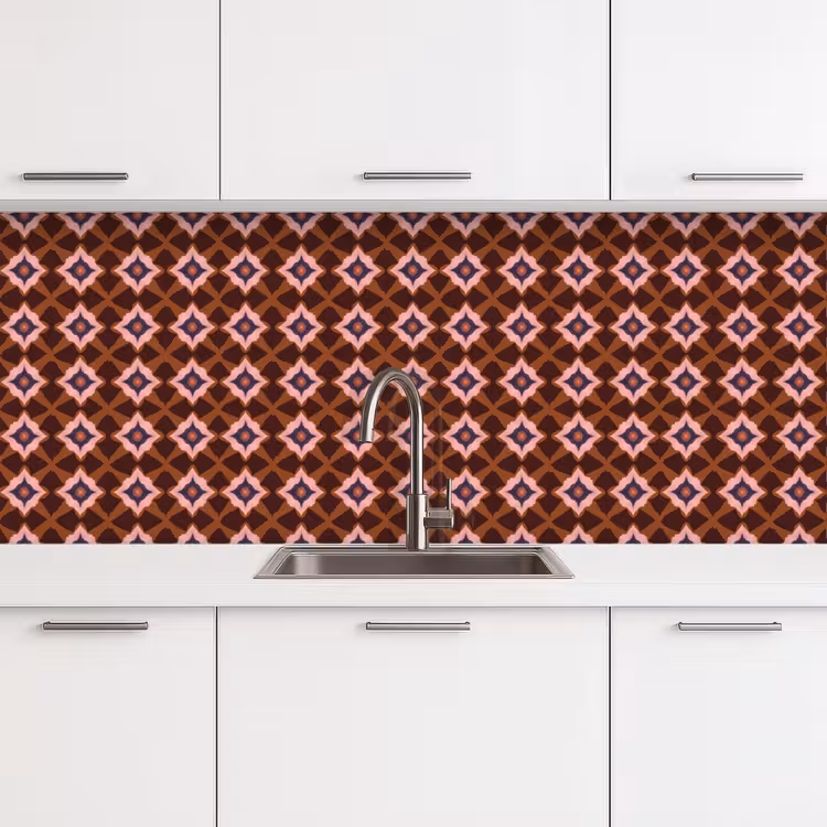 Geometrisch - Sierlijk - Bruin keuken achterwand 2 middel 871 -3d