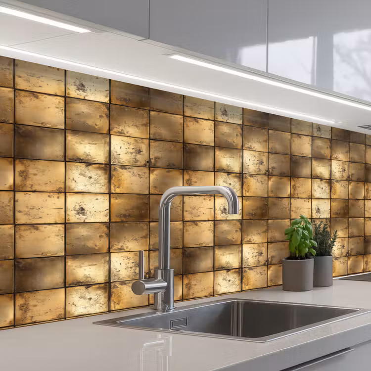 Geometrisch - Tegels - Goud keuken achterwand 2 middel 871 -3d_schuin