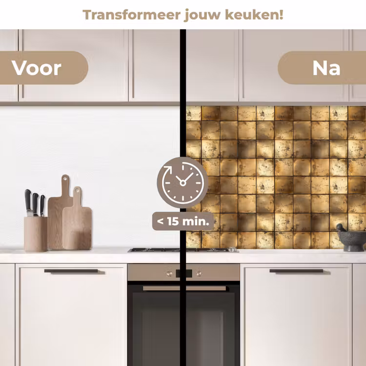 Geometrisch - Tegels - Goud keuken achterwand 2 middel 871 -voor-na2_NL