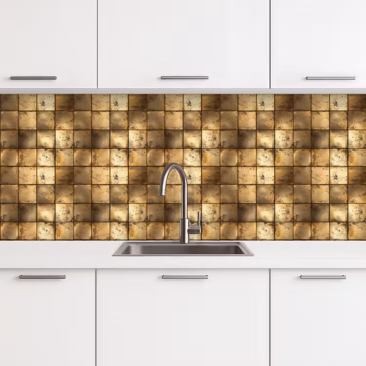 Geometrisch - Tegels - Goud keuken achterwand 2 middel 871 -3d