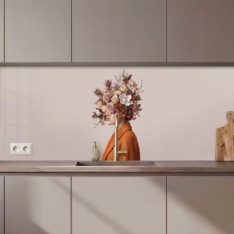Gezicht - Boeket - Kleurrijk keuken achterwand 2 middel zz_3dshopping