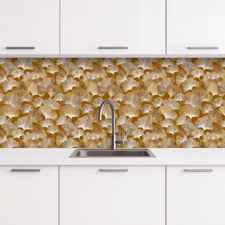 Ginkgo - Bladeren - Goud keuken achterwand 2 middel 871 -3d