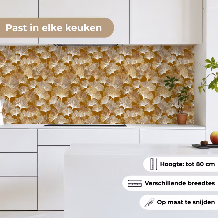 Ginkgo - Bladeren - Goud keuken achterwand 2 middel 871 -sfeer4_NL