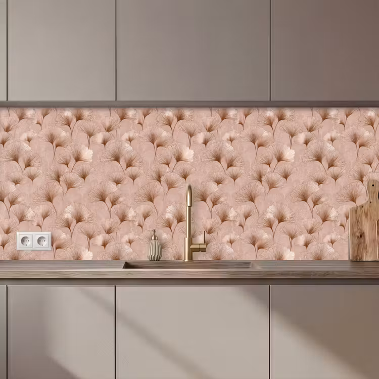 Ginkgo - Patroon - Roze keuken achterwand 2 middel 871 zz_3dshopping