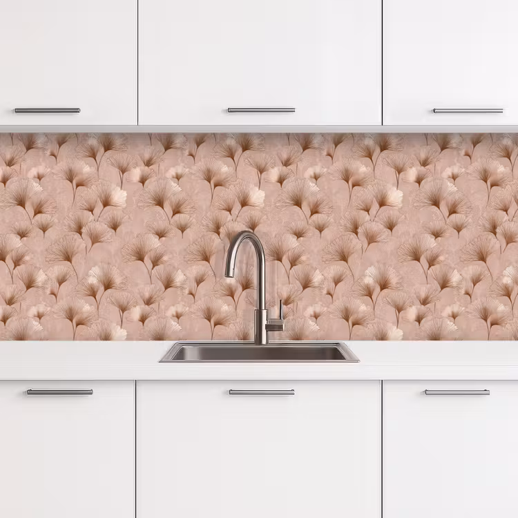 Ginkgo - Patroon - Roze keuken achterwand 2 middel 871 -3d