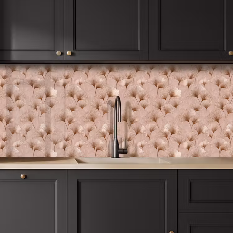 Ginkgo - Patroon - Roze keuken achterwand 2 middel 871 -sfeer1