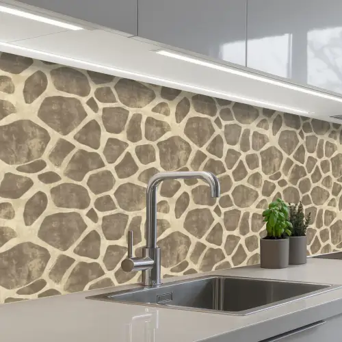 Giraf - Patroon - Beige - Bruin keuken achterwand 2 middel 871 -3d_schuin