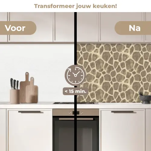 Giraf - Patroon - Beige - Bruin keuken achterwand 2 middel 871 -voor-na2_NL