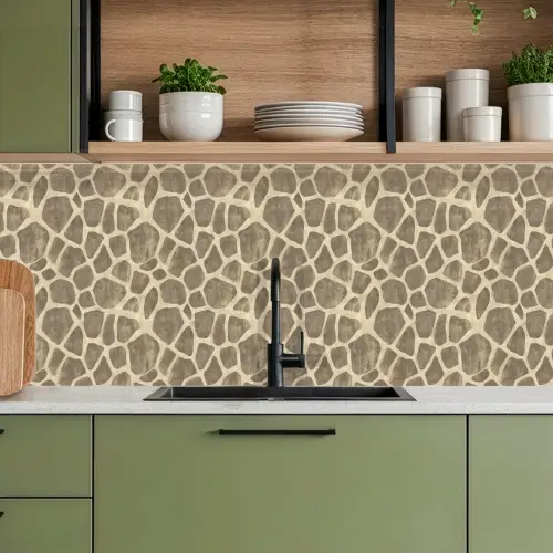 Giraf - Patroon - Beige - Bruin keuken achterwand 2 middel 871 -sfeer3