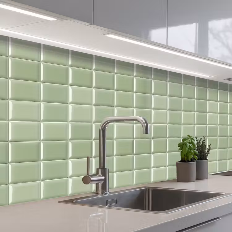 Glanzend - Mozaïek - Tegels - Zacht - Groen keuken achterwand 2 middel 871 -3d_schuin