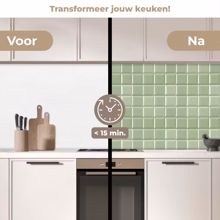 Glanzend - Mozaïek - Tegels - Zacht - Groen keuken achterwand 2 middel 871 -voor-na2_NL