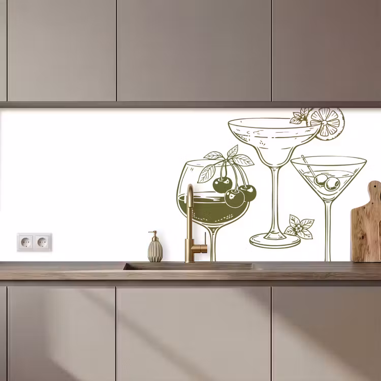 Glazen - Cocktails - Groen keuken achterwand 2 middel zz_3dshopping
