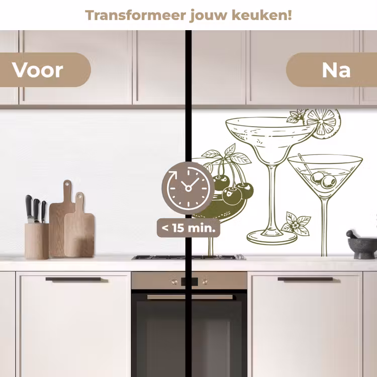 Glazen - Cocktails - Groen keuken achterwand 2 middel -voor-na2_NL