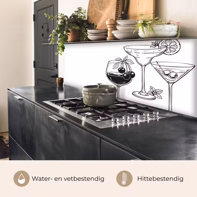 Glazen - Cocktails - Zwart - wit keuken achterwand 2 middel -usp_NL
