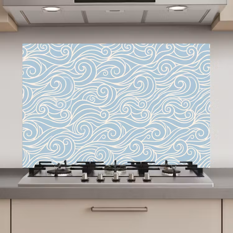 Golf - Abstract - Natuur - Modern - Blauw keuken achterwand spatscherm klein -3d_website