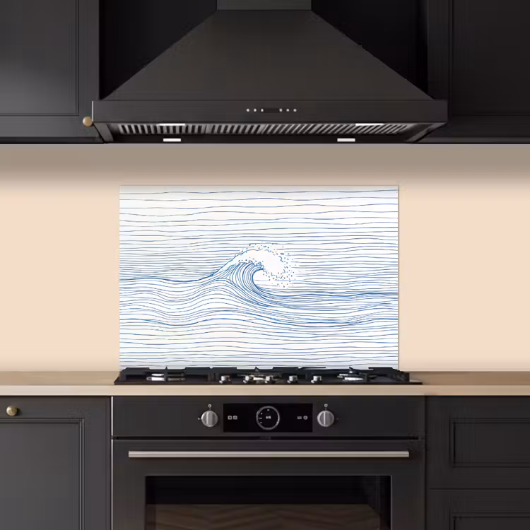 Golf - Brekende - Natuur - Minimalistisch - Blauw keuken achterwand spatscherm klein -sfeer1