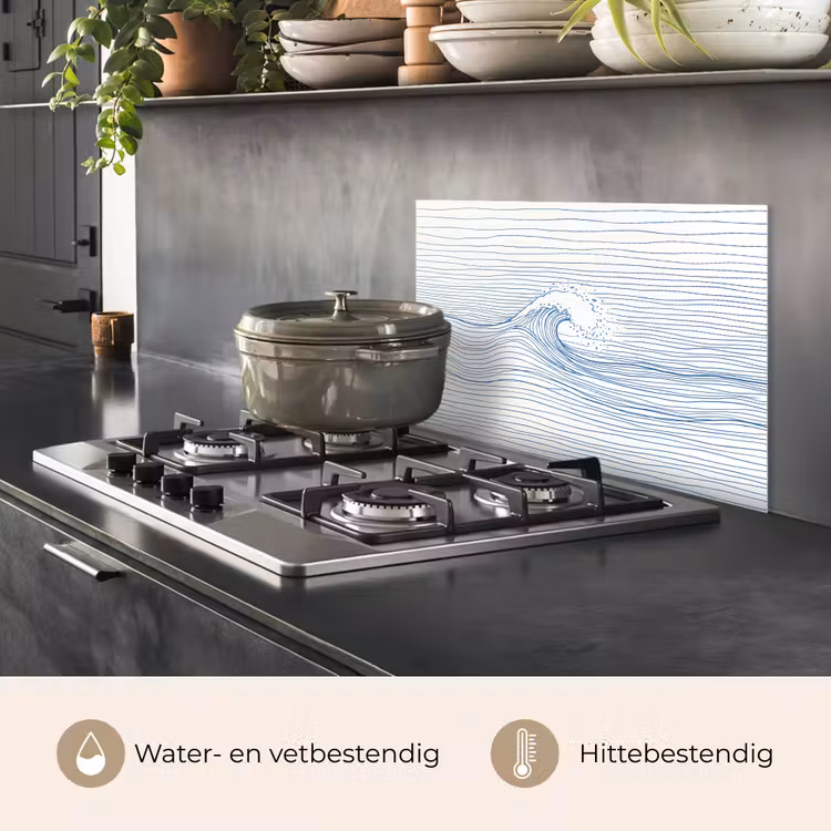 Golf - Brekende - Natuur - Minimalistisch - Blauw keuken achterwand spatscherm klein -usp_NL