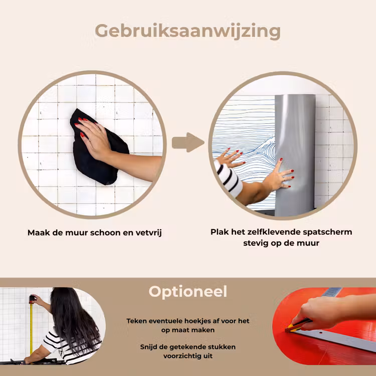 Golf - Brekende - Natuur - Minimalistisch - Blauw keuken achterwand spatscherm klein -gebruiksaanwijzing_NL